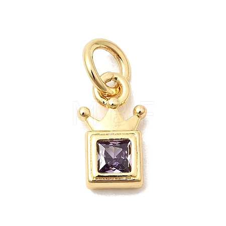 Brass Cubic Zirconia Charms KK-G554-01B-01-1