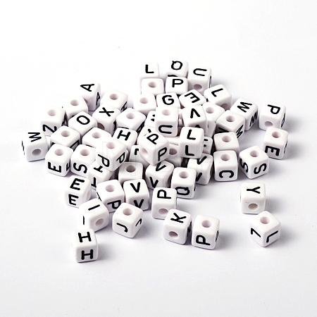 Chunky Letter Acrylic Cube Beads for Kids Jewelry X-PL37C9447-1