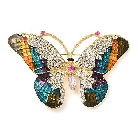 Butterfly Pave Colorful Rhinestone Brooch JEWB-G034-05G-1