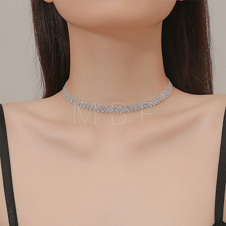 Elegant Rhinestone Cup Chains Collar Necklace for Women ZR7488-3-1