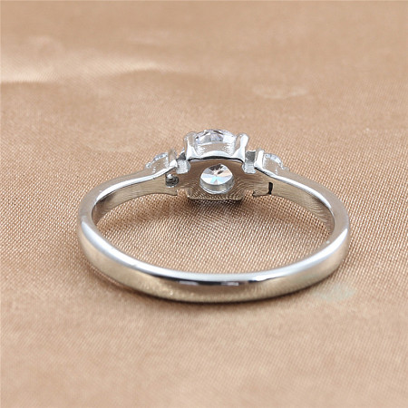 304 Stainless Steel Clear Cubic Zirconia Finger Rings for Women WG2A0BA-01-1