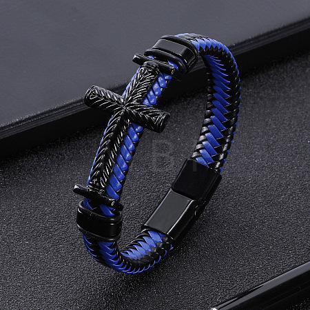 Artificial Leather Cord Braided Bracelets for Men FS-WGEBCD0-04-1