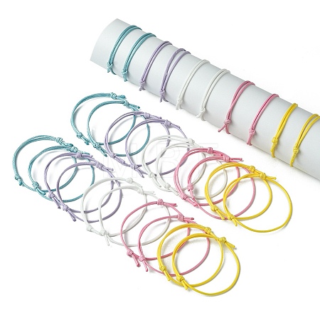 30Pcs 5 Color Adjustable Waxed Polyester Braided Cord Bracelets X1-BJEW-FZ00016-1