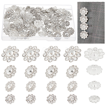 80Pcs 4 Style Alloy Rhinestone Shank Buttons DIY-GA0003-58-1