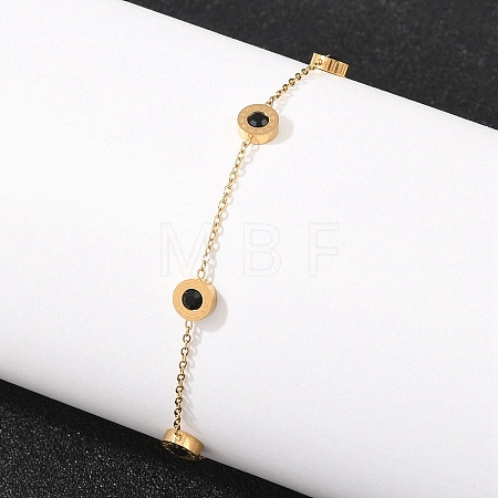 304 Stainless Steel Pave Rhinestone Link Bracelets SA-D001-04A-G-1