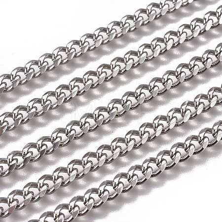 Non-Tarnish 3.28 Feet Handmade 304 Stainless Steel Cuban Link Chains X-STAS-F229-07C-P-1