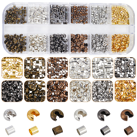 600Pcs Brass & Iron Crimp Beads Covers DIY-PA0001-73-1