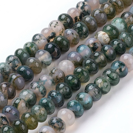 Natural Moss Agate Beads Strands G-G731-08-8mm-1