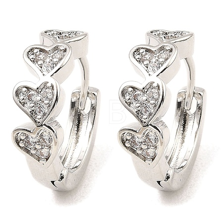 Brass with Cubic Zirconia Hoop Earrings EJEW-D078-26P-1