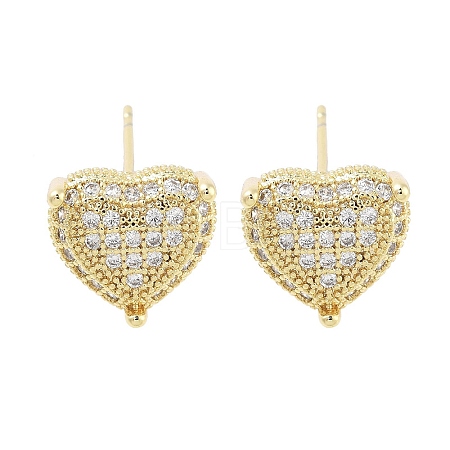 Brass Micro Pave Clear Cubic Zirconia Studs Earring for Women EJEW-S217-A05-1