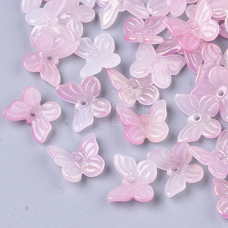 Transparent Spray Painted Glass Charms GLAA-T016-21D-1