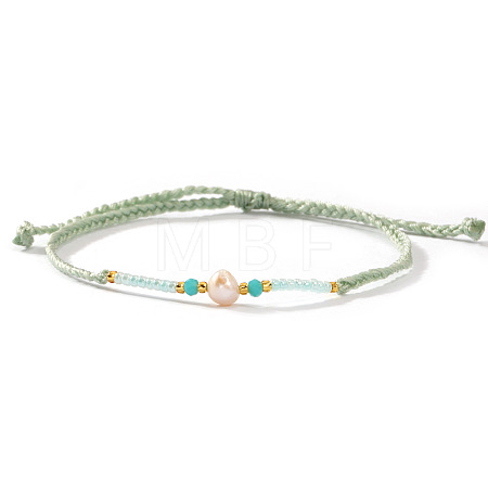 Bohemian Style Imitation Pearl & Glass Seed Bead Braided Bracelets XS0693-1-1