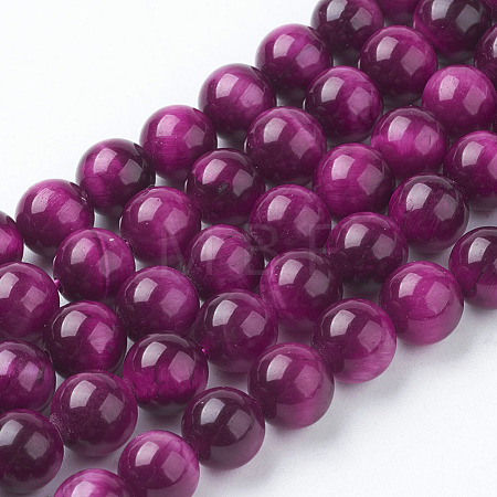 Natural Rose Tiger Eye Beads Strands X-G-G099-8mm-12-1