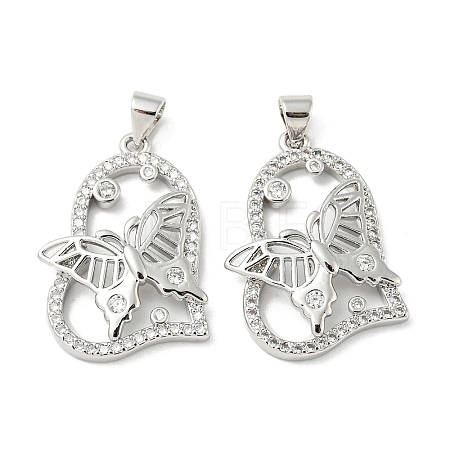 Rack Plating Brass Micro Pave Cubic Zirconia Pendants KK-F869-23P-1
