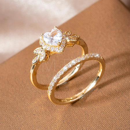 Alloy Micro Pave Cubic Zirconia Finger Rings Sets for Women FS-WGC007F-04-1