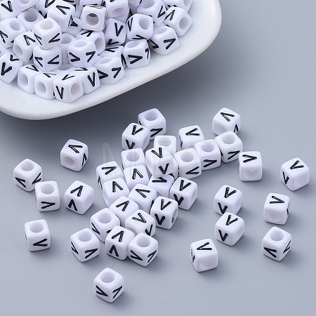 Acrylic Horizontal Hole Letter Beads PL37C9308-V-1