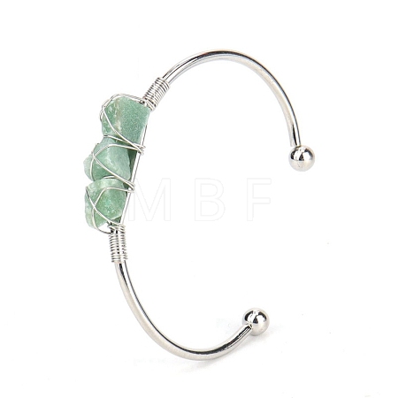 Natural Green Aventurine Chips Beaded Cuff Bangles PW-WG90661-09-1