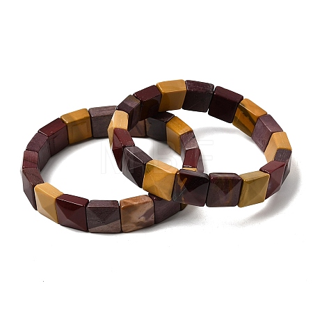 Natural Mookaite Beads Stretch Bracelets for Women Men BJEW-C097-06-15-1