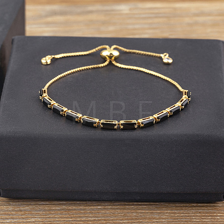 Brass Micro Pave Cubic Zirconia Slider Bracelets FS-WG49F5F-06-1