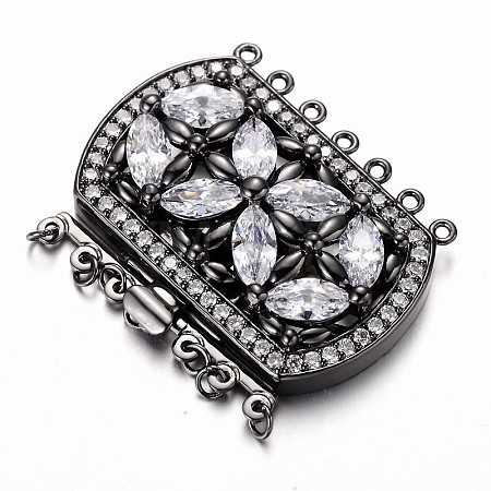 Brass Cubic Zirconia Box Clasps ZIRC-O020-08B-NR-1