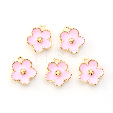Light Gold Plated Alloy Enamel Pendants X-ENAM-R136-16B-1