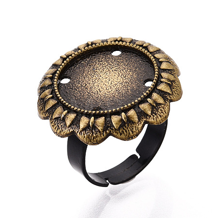 Adjustable Flower Alloy & Iron Bezel Cup Ring Base with Rotatable Tray MAK-T012-07AB-1