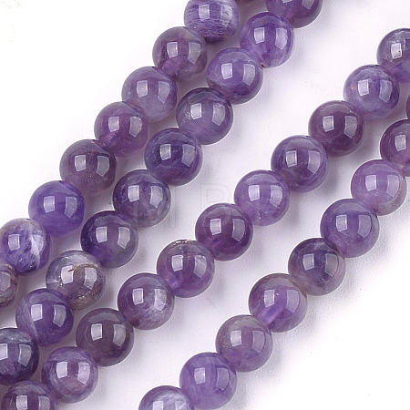 Natural Amethyst Beads Strands X-G-S333-6mm-020-1