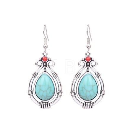 Bohemian Turquoise Earrings Geometric Alloy Vintage Statement Tassel Ear Jewelry ST5152635-1