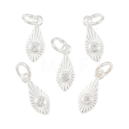 925 Sterling Silver Pave Clear Cubic Zirconia Feather Charms STER-A049-09S-1