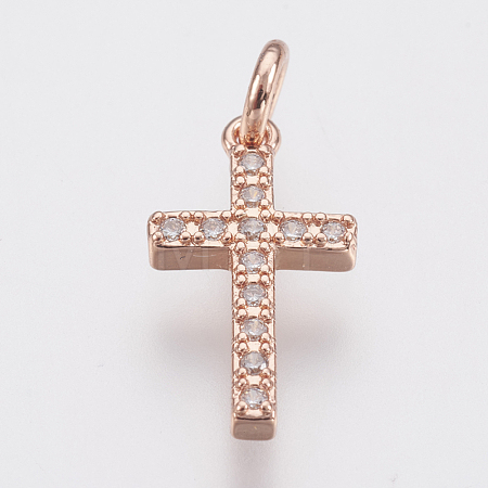 Brass Micro Pave Cubic Zirconia Pendants ZIRC-F083-008RG-RS-1