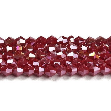 Opaque Solid Color Electroplate Glass Beads Strands GLAA-F029-P4mm-A01-1