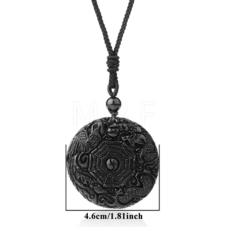 Natural Obsidian Pendant Necklace for Men PW-WG33725-06-1