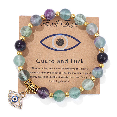 Natural Fluorite Round Beads Stretch Bracelets FS-WG18FCB-17-1