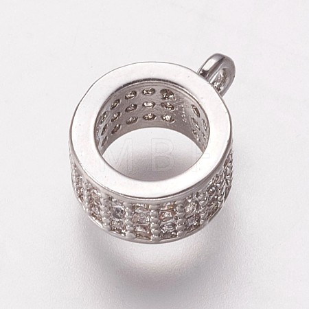 Brass Cubic Zirconia Tube Bails KK-P134-63P-1