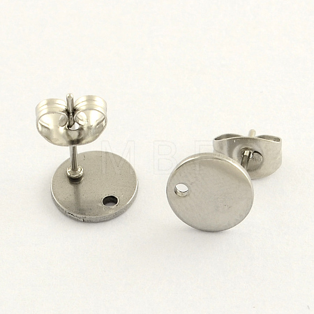 Non-Tarnish 304 Stainless Steel Stud Earring Findings STAS-R063-35-10mm-1