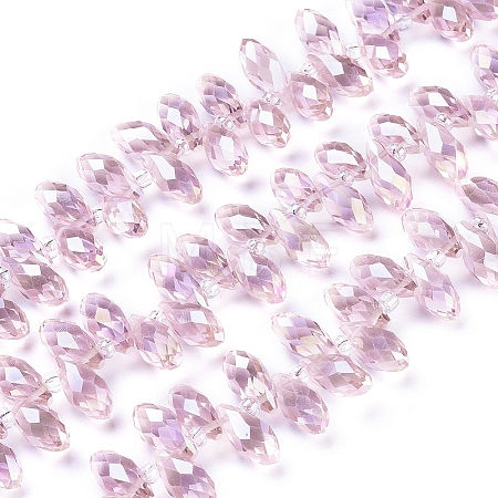 Electroplate Glass Faceted Teardrop Beads Strands EGLA-D014-15-1