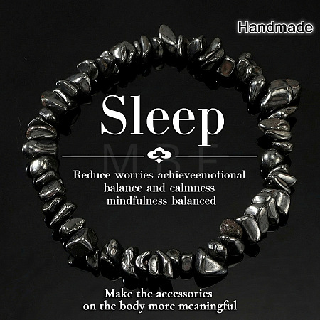 Synthetic Non-magnetic Hematite Chip Beaded Stretch Bracelets JI5766-19-1