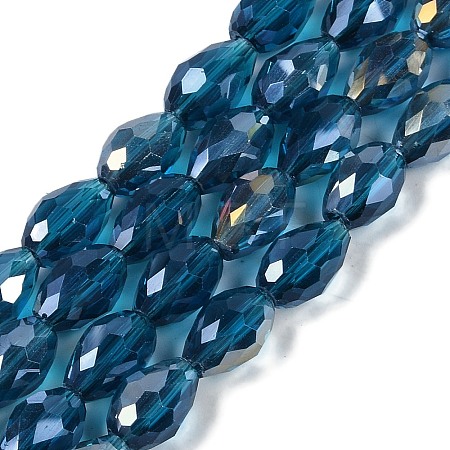 Transparent Electroplate Glass Beads Strands EGLA-N013-T8mm-B25-1