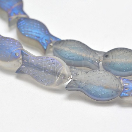 Frosted Electroplate Glass Fish Beads Strands EGLA-M001-D04-1