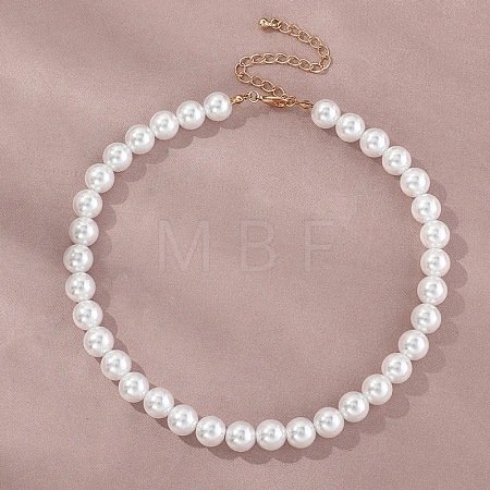 Plastic Imitation Pearl Round Beaded Necklaces for Women WGF0340-04-1