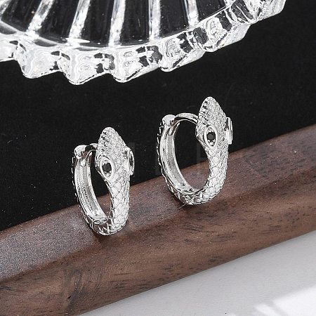 Brass Cubic Zirconia Hoop Earrings EJEW-Q014-08P-1