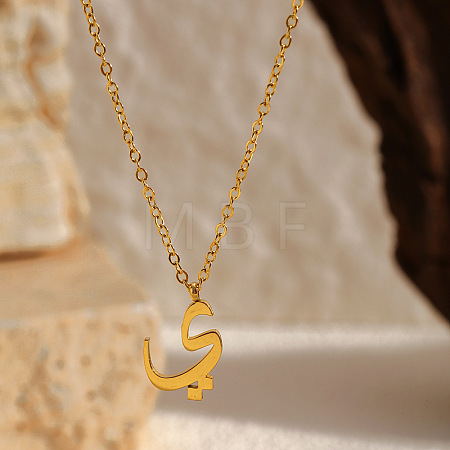 304 Stainless Steel Arabic Initial Letter Pendant Necklaces FS-WG7B6CA-08-1