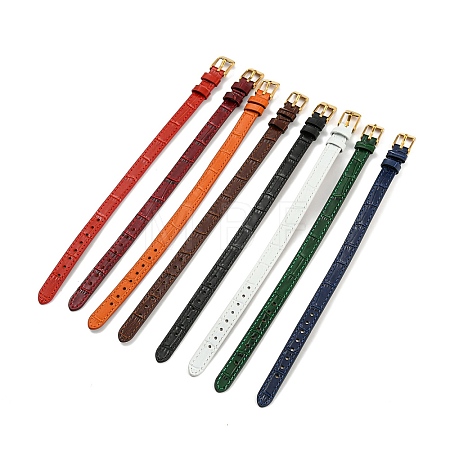 Leather Textured Bracelet Straps Slide Wristbands for Slide Charms AJEW-K232-01G-1