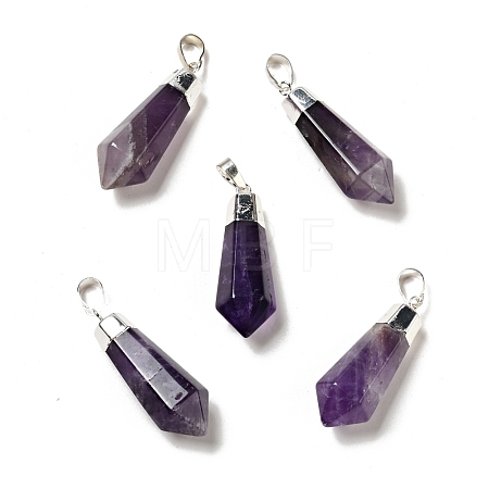 Natural Amethyst Pointed Pendants G-P474-02S-07-1