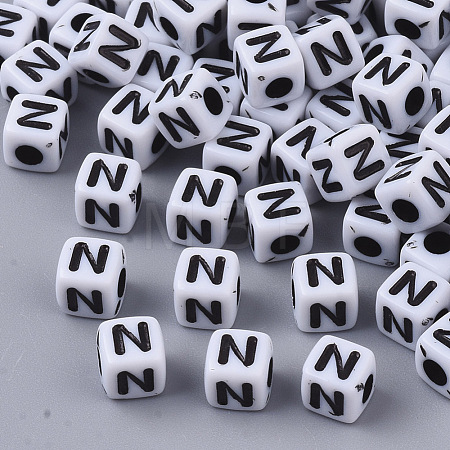 White Opaque Acrylic Beads MACR-R869-02N-1