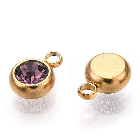 201 Stainless Steel Rhinestone Charms STAS-S068-06G-1