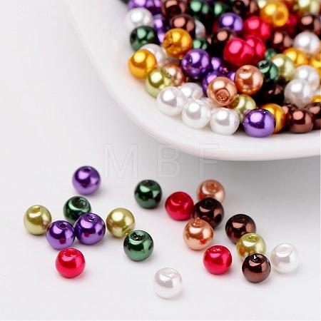 Luster Pearlized Glass Pearl Beads HY-X006-4mm-09-1
