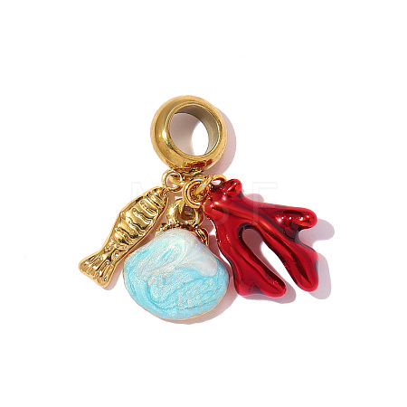 Ocean 304 Stainless Steel Enamel Pendants STAS-OY012-11G-1