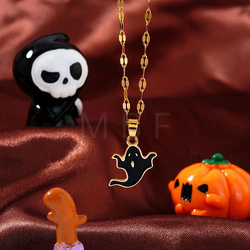 Halloween Stainless Steel Enamel Pendant Necklaces VV4632-1