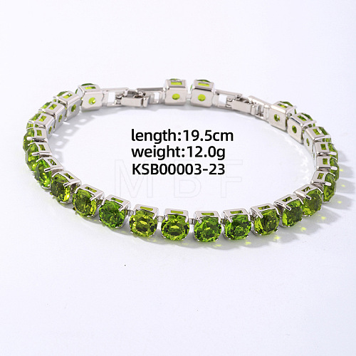 Hip-hop Brass Micro Cubic Zirconia Link Chain Bracelets for Men and Women FX8797-23-1